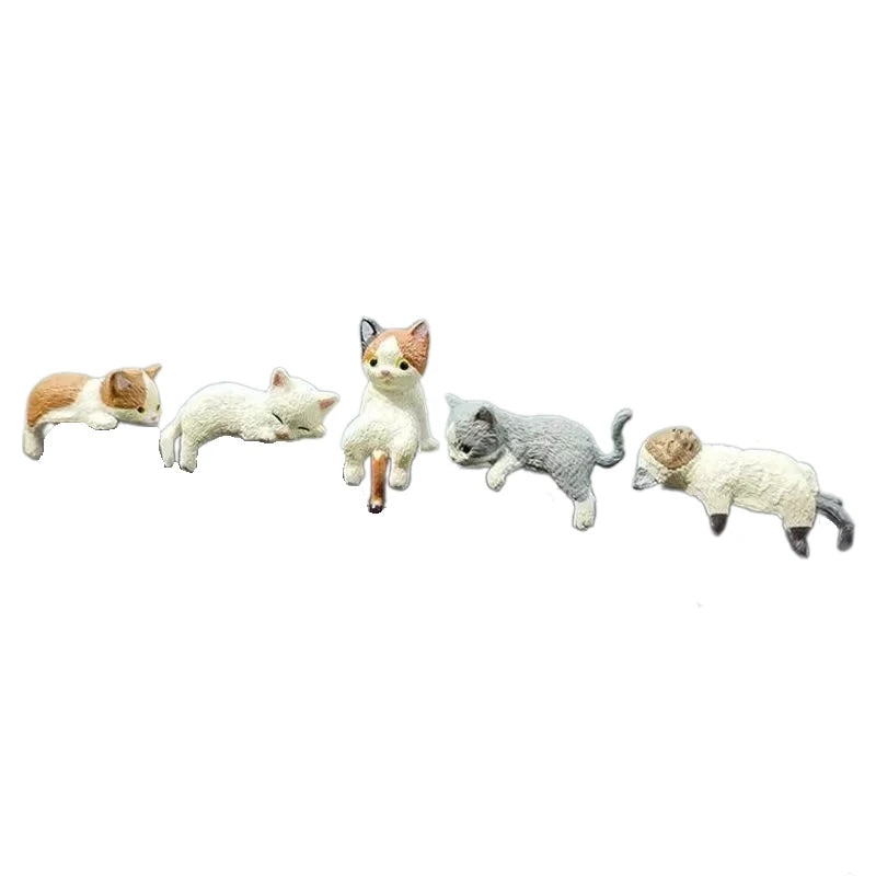 Pack of 5 Adorable Sleepy Cat Figurines for Car Decor, Creative Auto Accessories, Mini Cat Landscape Models, Unique Car Gifts Oasis Select