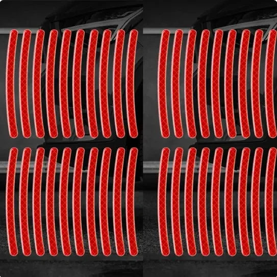 Car Wheel Hub Reflective Sticker Tire Rim Reflective Strips Luminous for Night Driving Car Bike Motorcycle Wheel Sticker Oasis Select 40Pcs Red