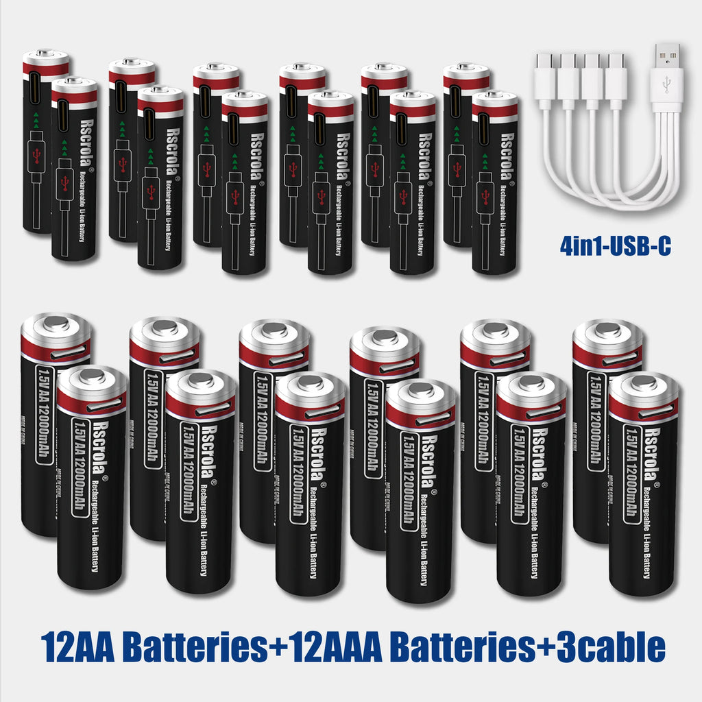 Li-ion AAA and AA Rechargeable Batteries USB Lithium-ion 3400mWh 12000mAh 1.5V AA Rechargeable Batteries+ 8000mAh 1.5V AAA Batte Oasis Select 12AA 12AAA 1.5V China Mainland