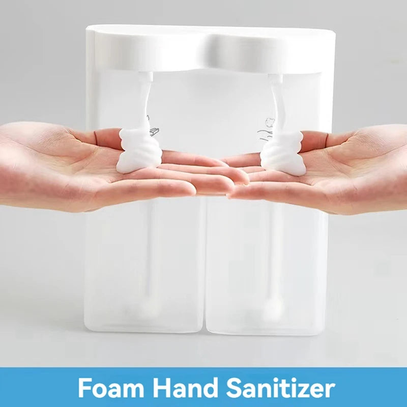 2 Outlet Touchless Soap Dispenser USB Charging Soap Dispenser 3 Level Adjustable Wall Mount For Bathroom Liquid Out + Foam Out Oasis Select White C