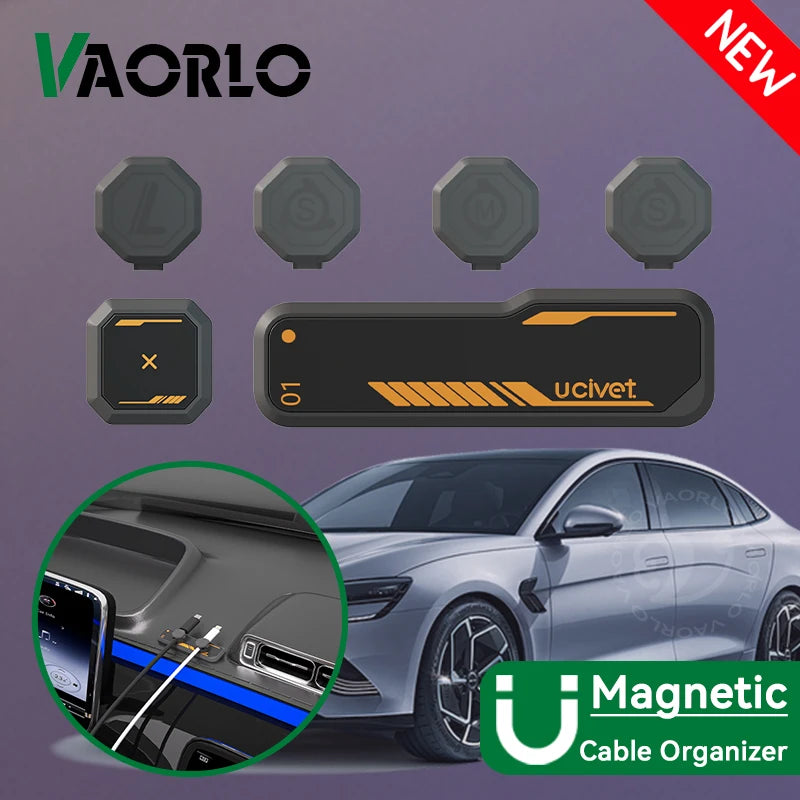 Car Magnetic Cable Organizer Center Console USB Charging Cable Storage Tidy Cable Winder Automotive Interior Accessories Desktop Oasis Select