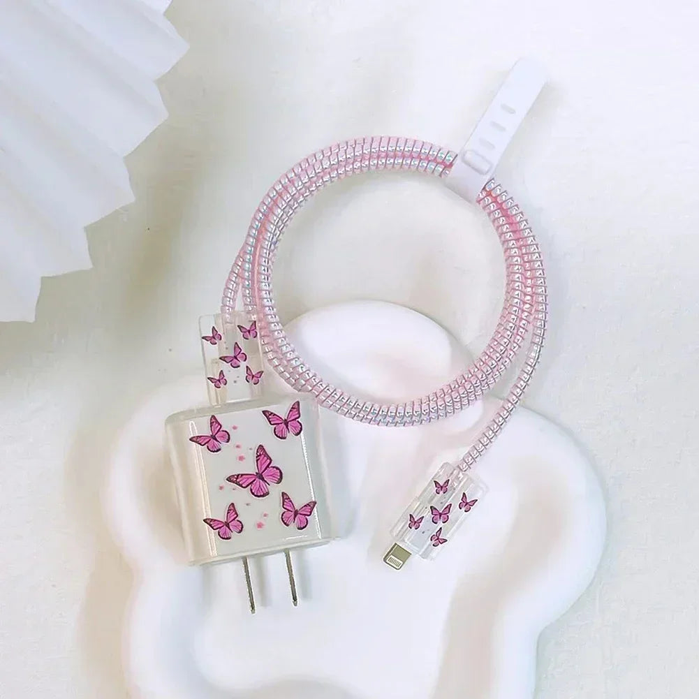 Cute Floral iPhone Charger & Cable Cover – TPU Protective Case