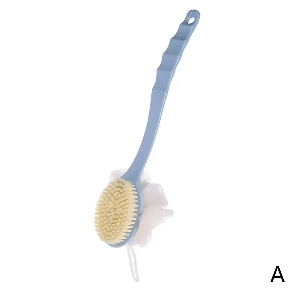 Long Handle Two Sided Shower Body Brush Tied Bath Flower Bathroom Wash Body Silicone Back ExfoliatingBrush Brush Bathing Ma G2K9 Oasis Select Blue CN