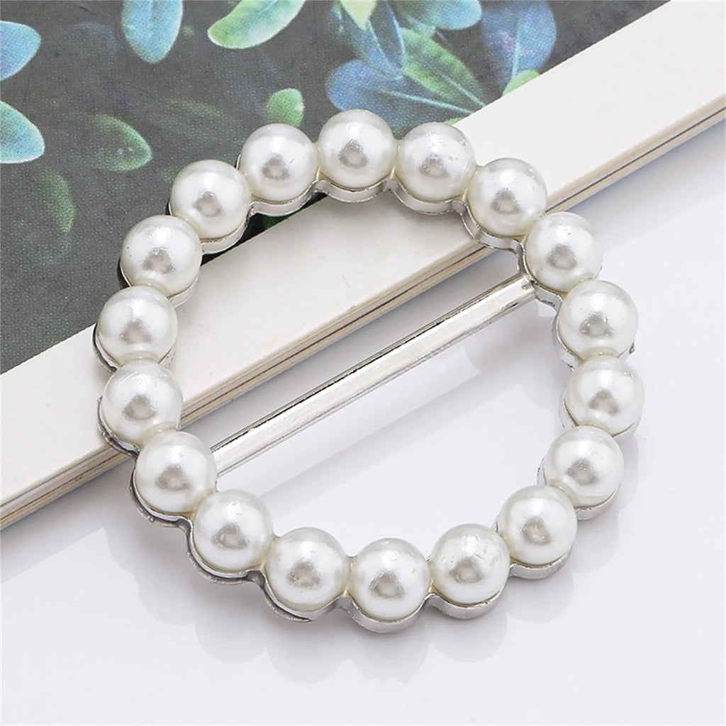 New Fashion Corner Hem Waist Knotted Brooches Crystal Pearl Metal Hijab Scarf Ring Button Shirt T-shirt Fixed Buckle Accessories Oasis Select H One Size