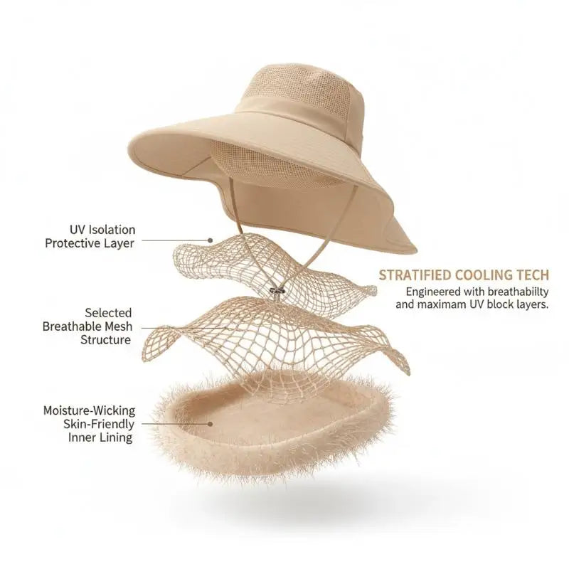 Women Adjustable Neck Flap Sun Hat Wide Brim UPF 50+ UV Protection Breathable Outdoor Travel Beach Cap Oasis Select