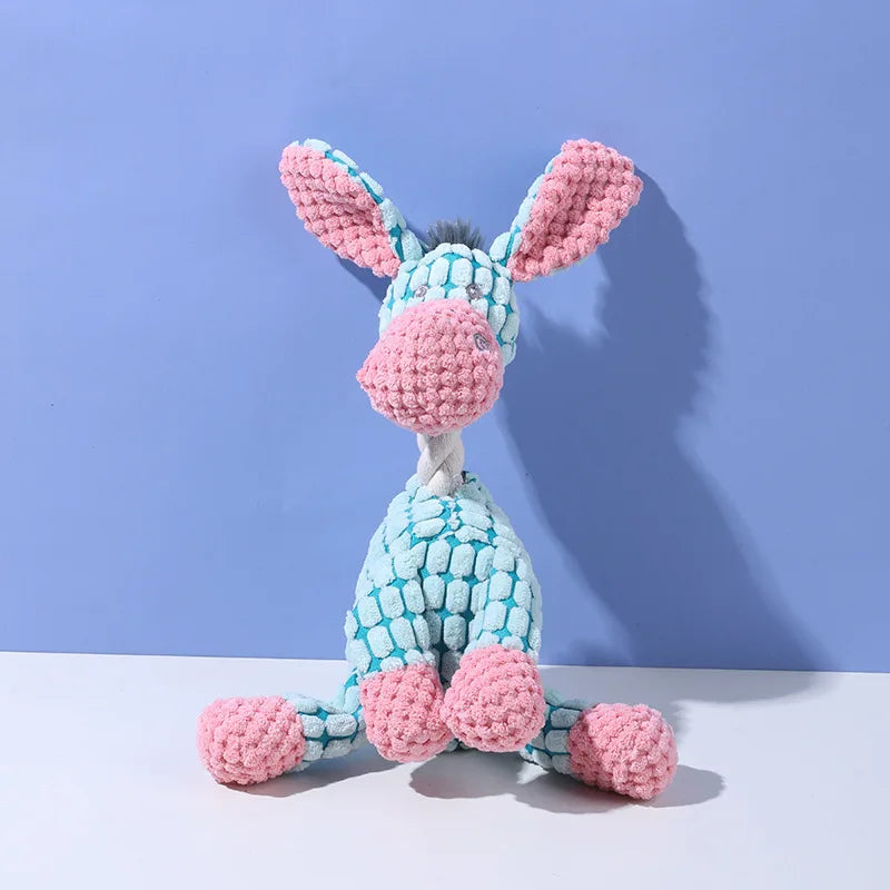 Tough Bite-Resistant Funny Donkey Plush Dog Toy | Squeaky Sound & Teeth Grinding Design | Interactive Chew Toy for Dogs Oasis Select Blue donkey 13x25cm