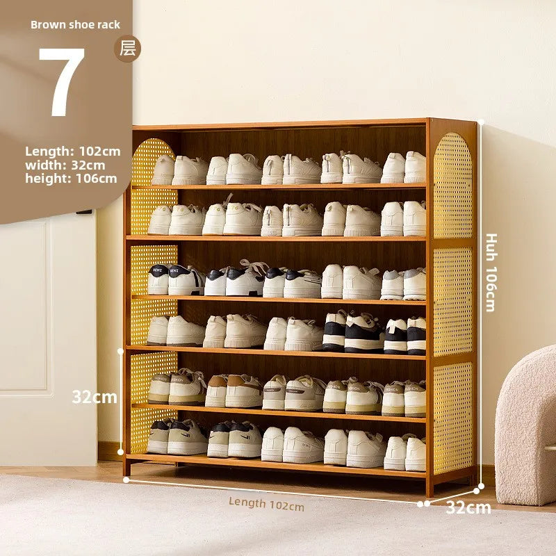 Simple shoe cabinet home door multi-layer baffle shoe rack corridor entrance economical home storage simple shoe cabinet Oasis Select Brown 7-102