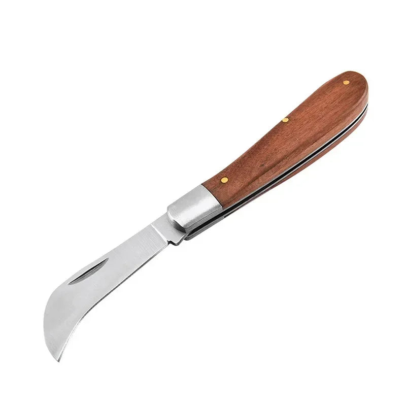Folding Grafting Knife Grafting Tools Grafting Pruning Knife Professional Garden Fruit Tree Grafting Cutter Wooden Handle Knife Oasis Select A