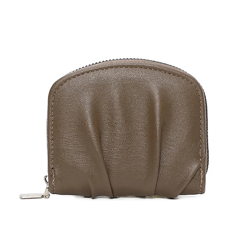 Mini Ruched Coin Purse – Compact PU Zipper Wallet