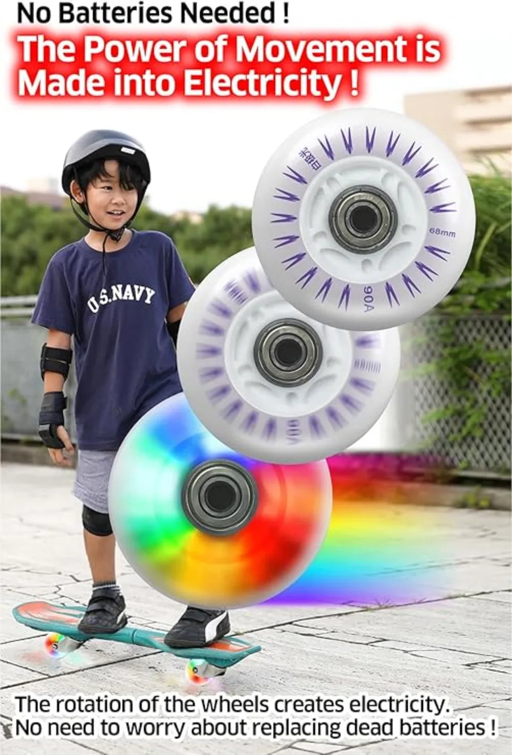4PCS Luminescent Wheels Flash Inline Skate 90A LED Wheels Flash Roller Skates 68mm 72mm 76mm 80mmMulti-Specification Multi-Color Oasis Select