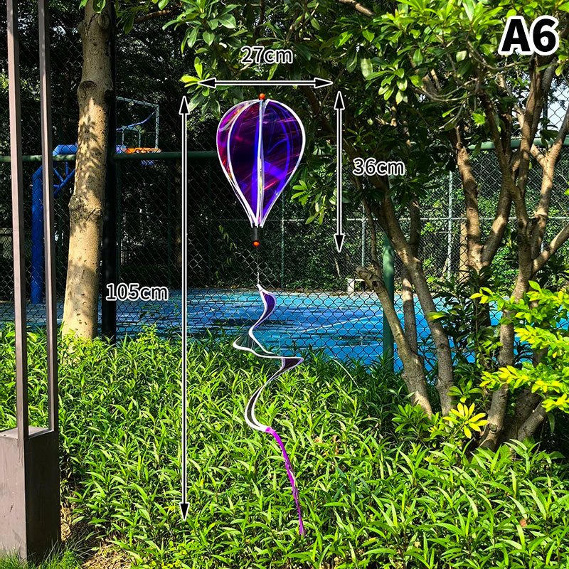 Hot Air Balloon Spinners Plastic Color-changing Film Wind Spinners Striped Tie Dye Rainbow Colors Rotating Windmill Pinwheels Oasis Select 6inch A6