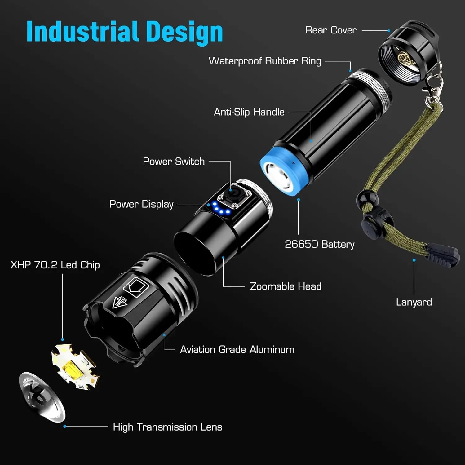 Most Powerful LED Flashlight Rechargeable Torch Lighting 1500M Tactical Lantern Ultra Bright Flashlight With Usb Rechargable Oasis Select