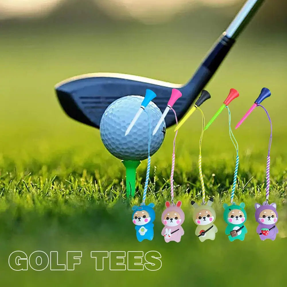 1Pcs Golf Rubber Tees With Flashing Light Cartoon Cute Prevent Loss Golf Ball Holder With Braided Rope Outdoor Golf Accessory Oasis Select