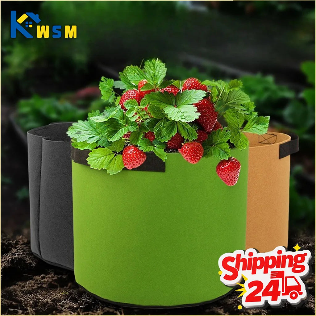 1-4PCS Thickened Nonwoven Fabric Grow Bag Felt Plant Pot for Balcony Roof Garden Aeration Container with Handle Oasis Select