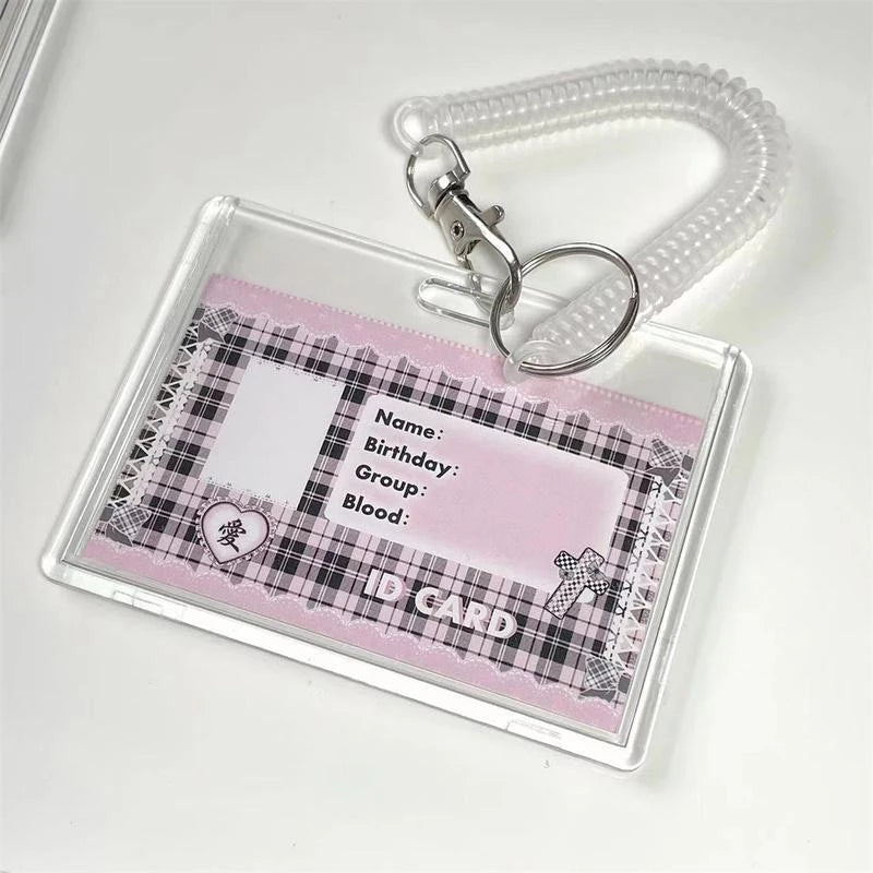 Clear Acrylic Dual Card Holder with Stretch Keychain for ID Badge Bus Pass Work Card Access Control Oasis Select A2