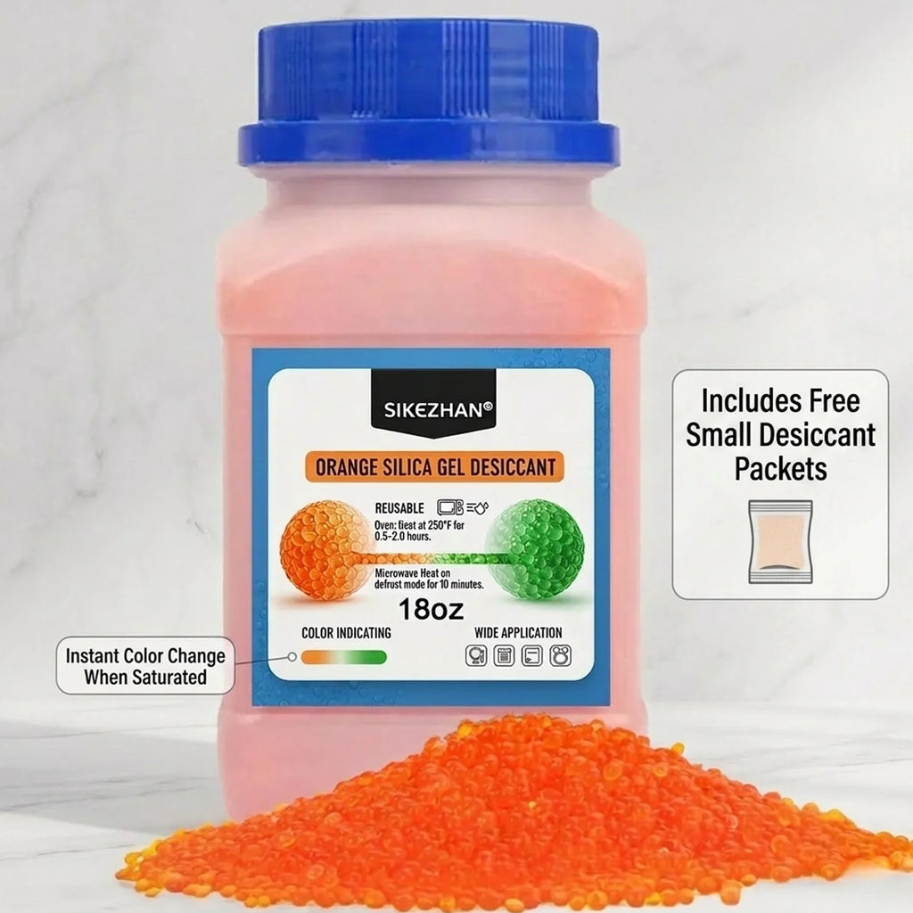Orange Silica Gel Beads 3-5mm Indicating Reusable Desiccant Rechargeable Moisture Absorber For 3D Printers Cameras & Electronics Oasis Select