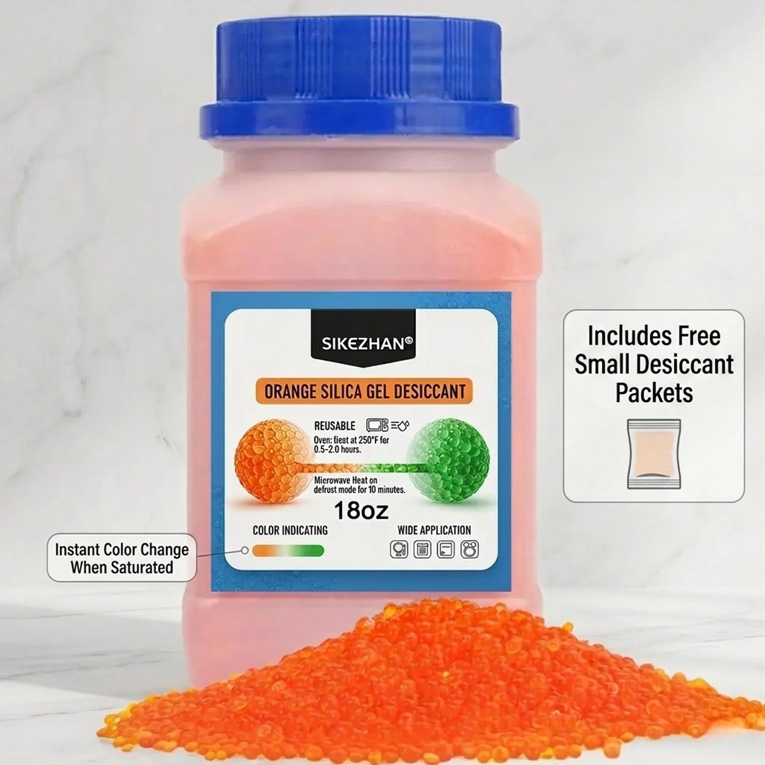 Orange Silica Gel Beads 3-5mm Indicating Reusable Desiccant Rechargeable Moisture Absorber For 3D Printers Cameras & Electronics Oasis Select