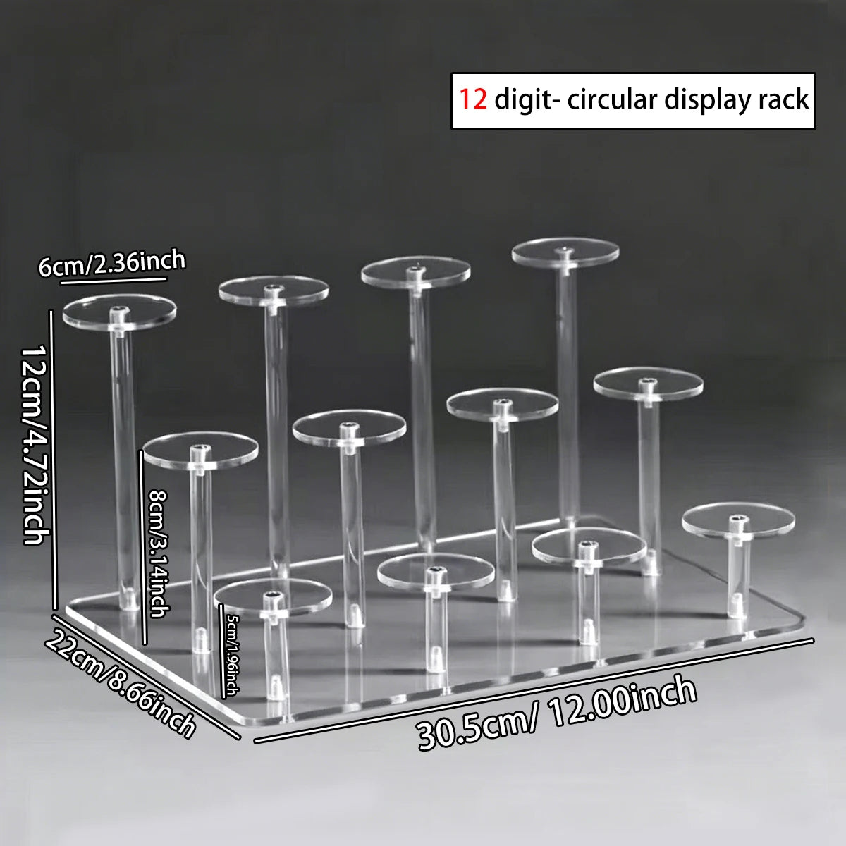 1pc transparent acrylic jewelry display rack bracelet/watch/perfume transparent elevated rack jewelry and cosmetics storage rack Oasis Select 12digit-Transparent