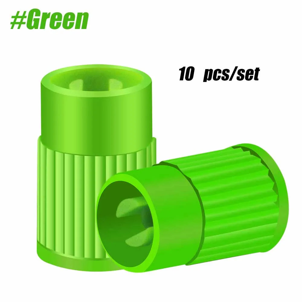 10pcs Tyre Valve Caps, Plastic Car Tire Stem Dust Covers Universal Valve Caps for Cars Trucks Motorcycles SUVs and Bikes Oasis Select green