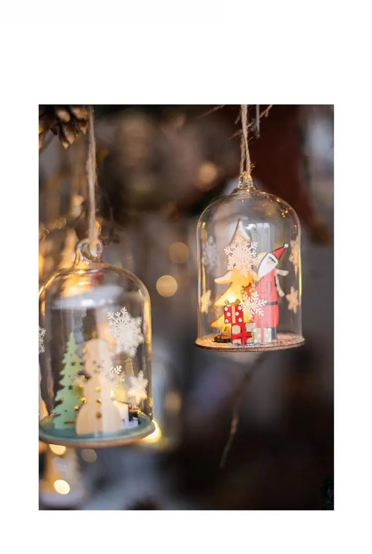 Luminous Lamp Hanging Decorations Christmas Ornaments Glass Lamp Balls Hanging Balls Santa Claus Reindeer Snowman Ornaments Oasis Select
