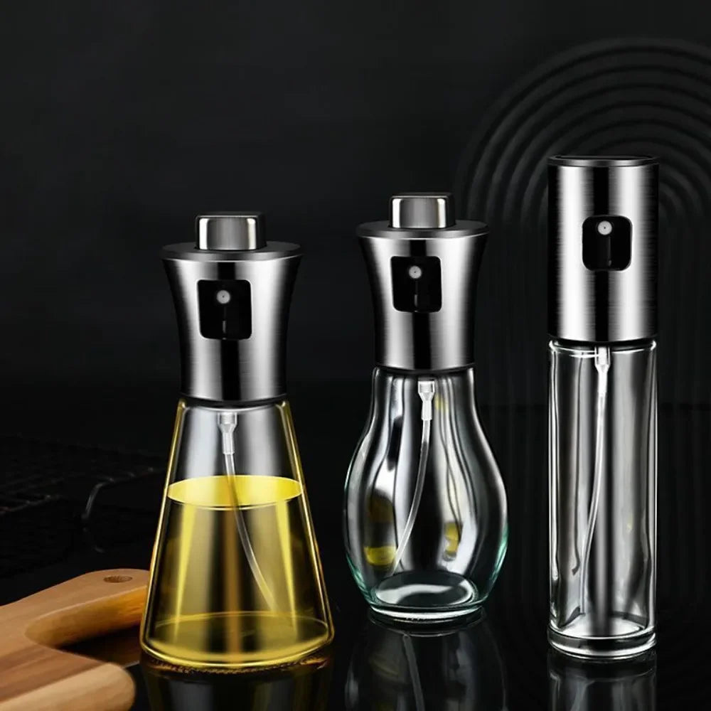 304 Stainless Steel Glass Oil Spray Bottle Pressurized Nozzle Ideal for Kitchen Outdoor BBQ No Electricity Battery Required Oasis Select