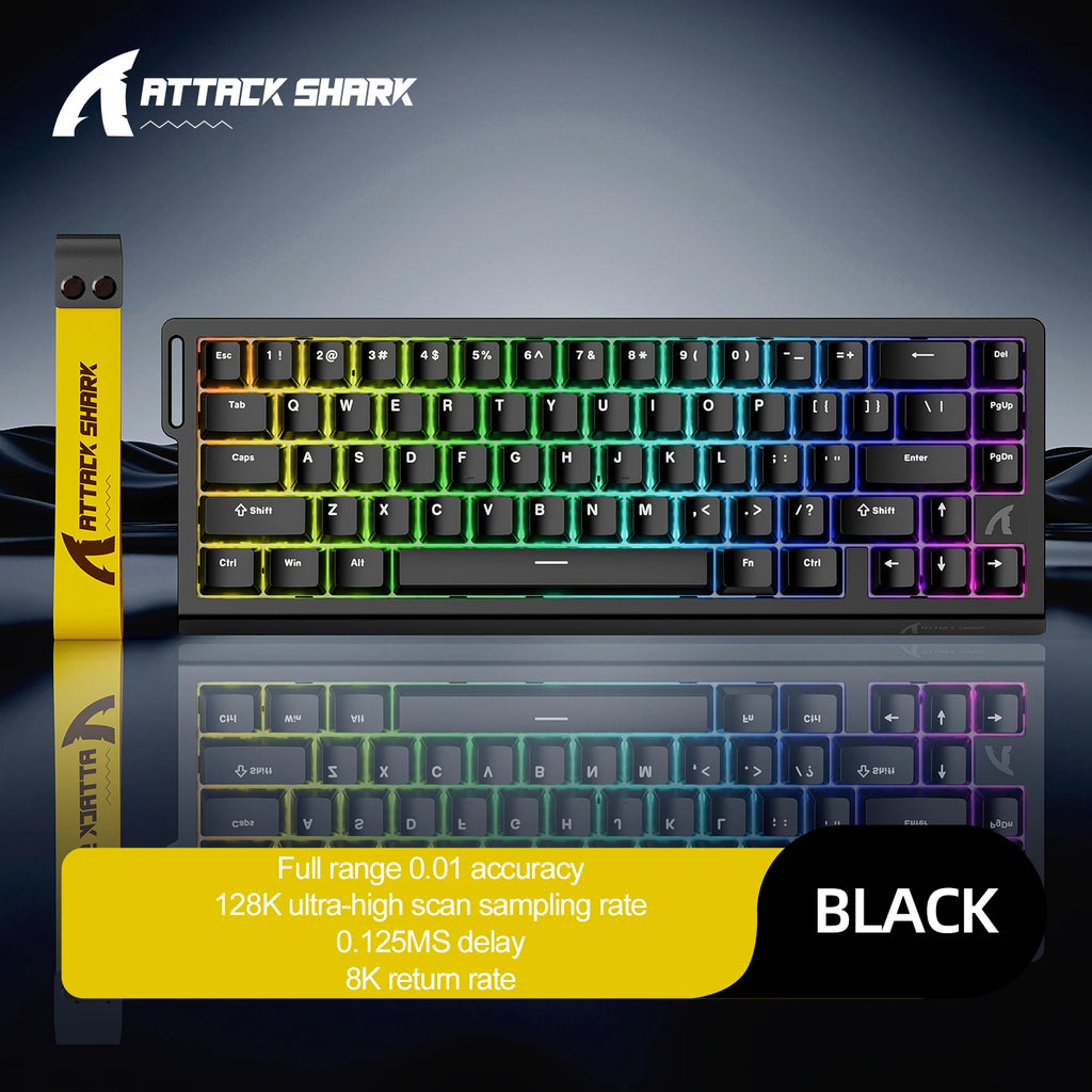 Attack Shark X68HE Magnetic Switch Keyboard | 0.01mm Precision, 0.125ms Low Latency, 8KHz Polling & RGB Customization for Esport Oasis Select X68he Black
