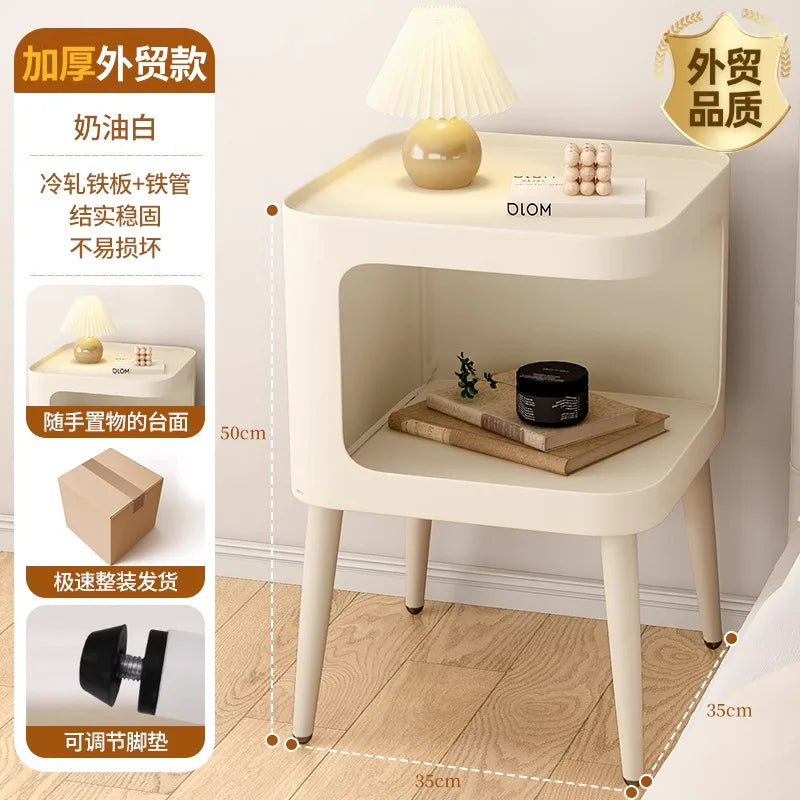 Cream wind living room sofa side table bedside table wrought iron creative bedside small coffee table small table Oasis Select SJK-Cream White