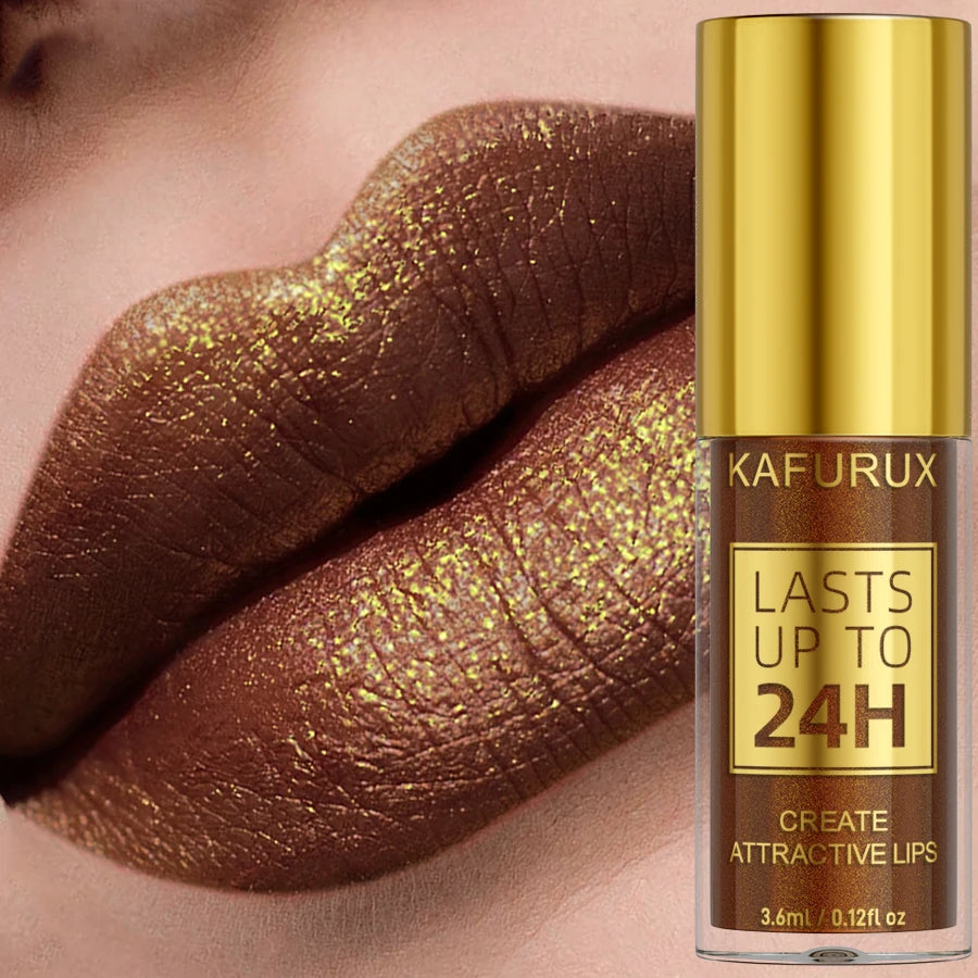 KAFURUX Glitter Metallic Lip Gloss – 14 Colors Long-Lasting