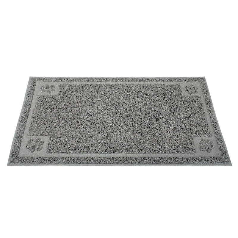 Dog Bowl Mat for Cat and Dog Bowls Silicone Non-Slip Absorbent Waterproof Dog Food Mat Easy to Clean Unique Paw Design Oasis Select Light Grey S 60X40CM