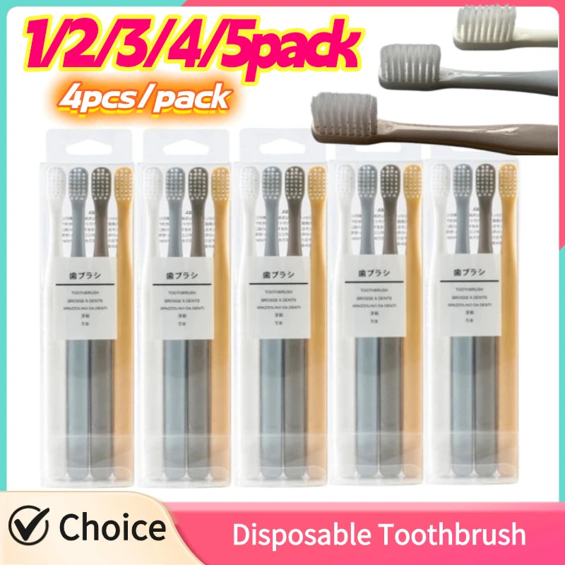 Soft Bristle Small Head Toothbrush – Family & Travel 4-Pack