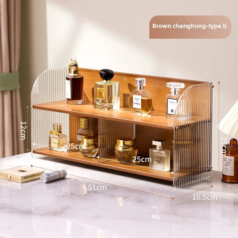Multi-functional Cosmetics Storage Box Dresser Shelf Skin Care Products Perfume Shelf Desktop Premium Acrylic Storage Shelf Oasis Select Brown Changhong B