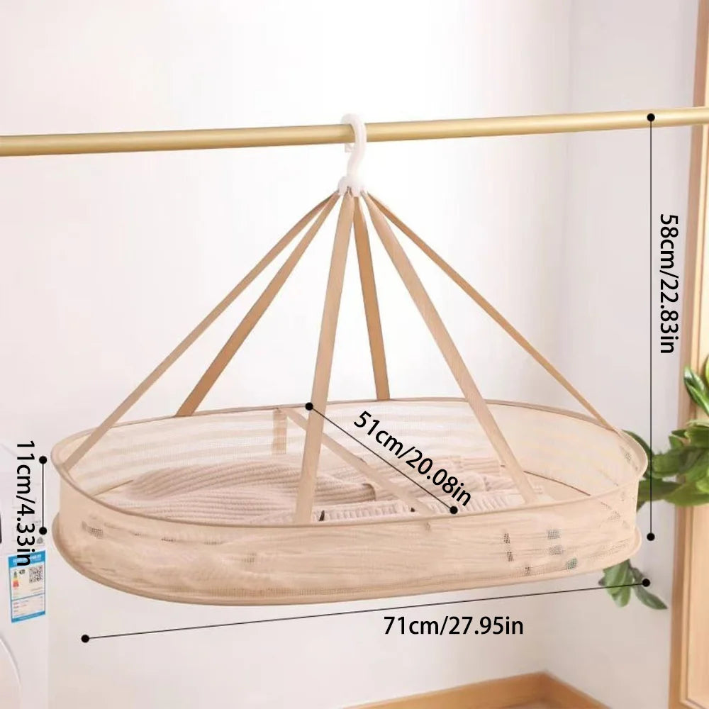 Foldable Hanging Mesh Laundry Bag Windproof Stretch Resistant Anti-shrink Clothes Washing Net for Underwear Sweater Oasis Select