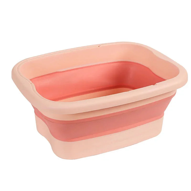 Foldable Footbath Massage Bucket Soaking Bucket Folding Basin Spa Foot Bath Bucket Household Sauna Bathtub Pedicure Bath Bathtub Oasis Select pink no lid
