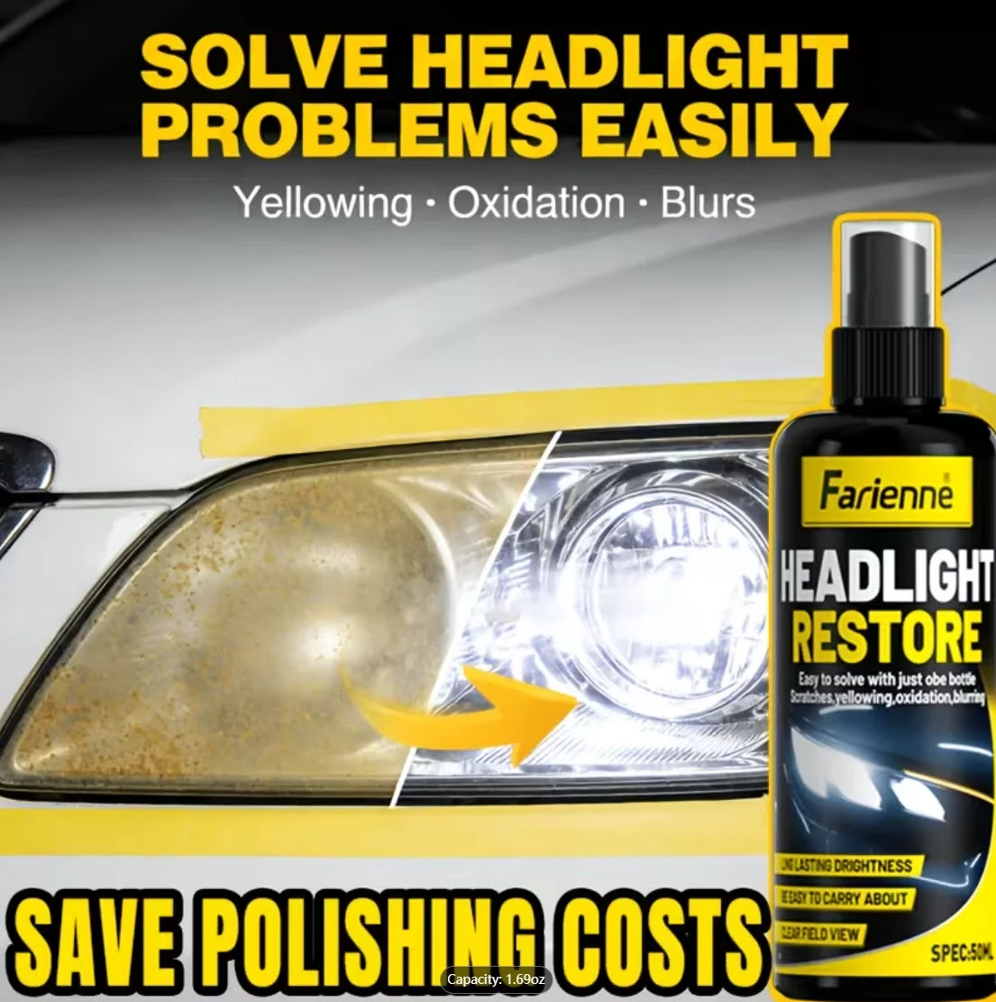 Car Headlight Restorer – Advanced repair kit removes yellowing and oxidation, provides long-lasting coating protection. Headligh Oasis Select Default Title