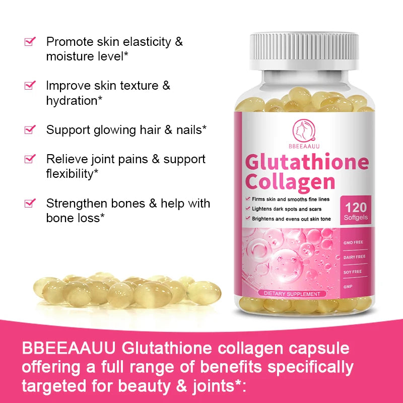 BBEEAAUU Collagen Glutathione Capsules Skin Whitening Supplement Antioxidant Support Liver Detoxification Improvement Skin Slack Oasis Select