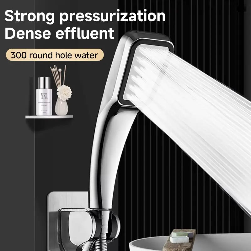 300 Holes Pressurized Showerhead Hand Hold Square Shower Head Water Saving Rainfall Spray Nozzle Bathroom Accessories Oasis Select