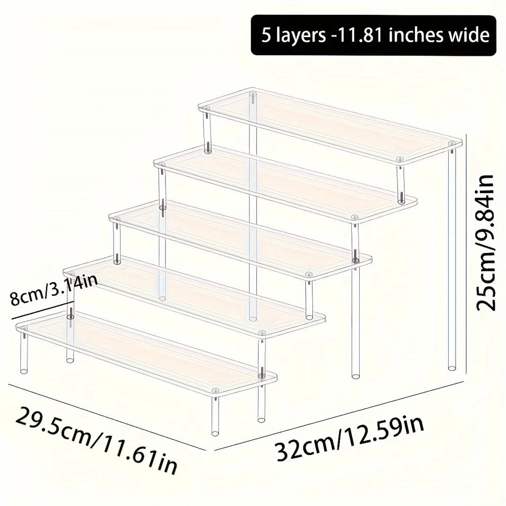 1pc Multifunctional Acrylic Transparent Stepped Cake Stand Paper Cup Cake Dessert Display Stand Suitable for Parties Oasis Select 5layer- Transparent