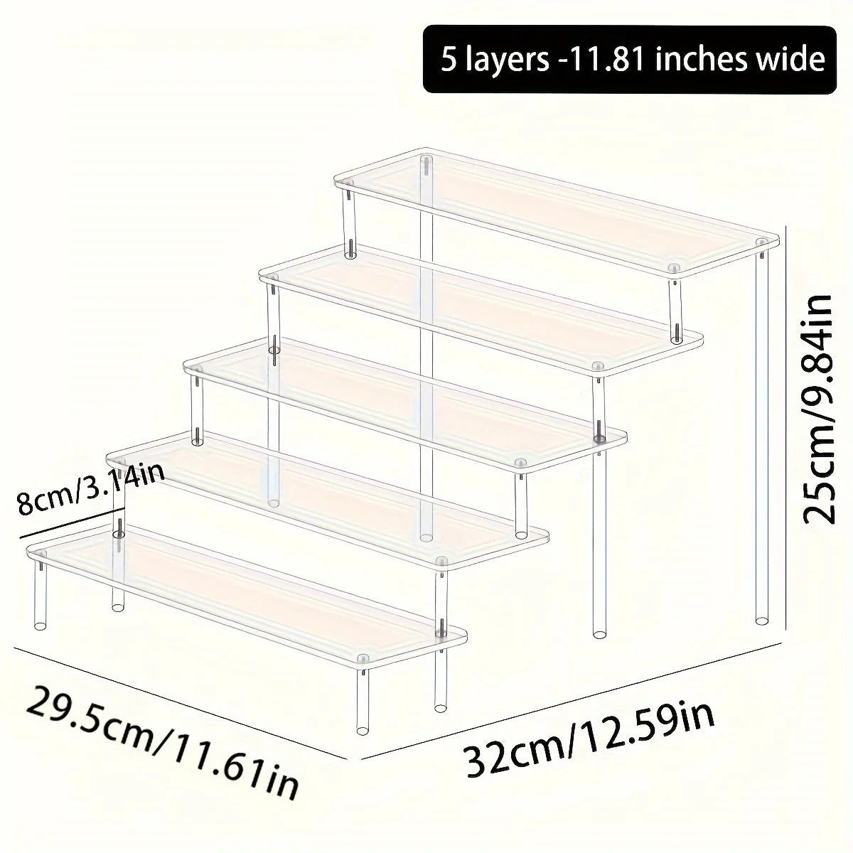 1pc Multifunctional Acrylic Transparent Stepped Cake Stand Paper Cup Cake Dessert Display Stand Suitable for Parties Oasis Select 5layer- Transparent