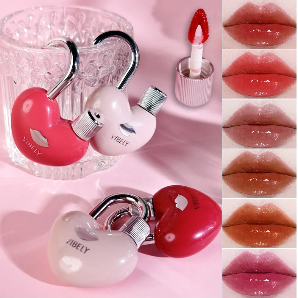 Vibrant Color Water Gloss Lip Gloss Lockheart Sweet Hydrating Mirror Pendant Lipstick Non Long Lasting Makeup Oasis Select