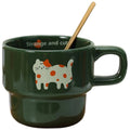 Japanese Stackable Cute Cat Ceramic Coffee Mug | Cartoon Cup