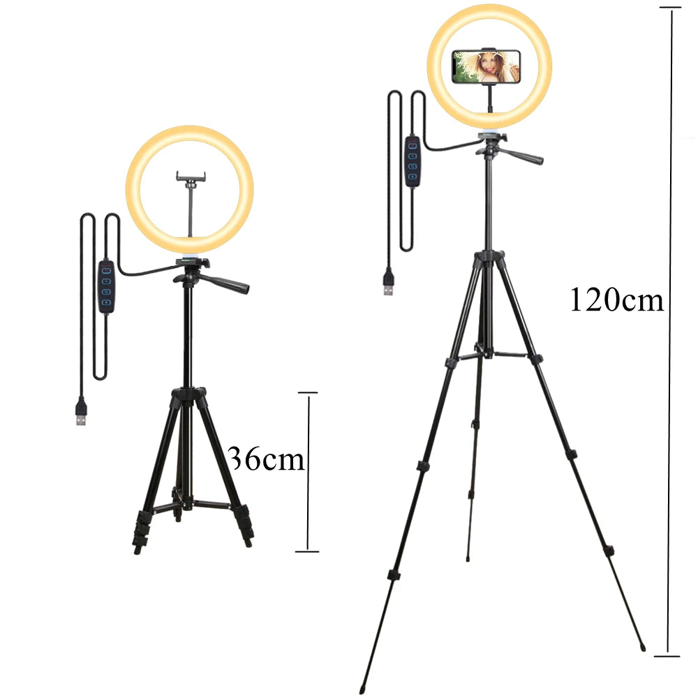LED Ring Light with Tripod & Phone Holder | VeFly 26cm