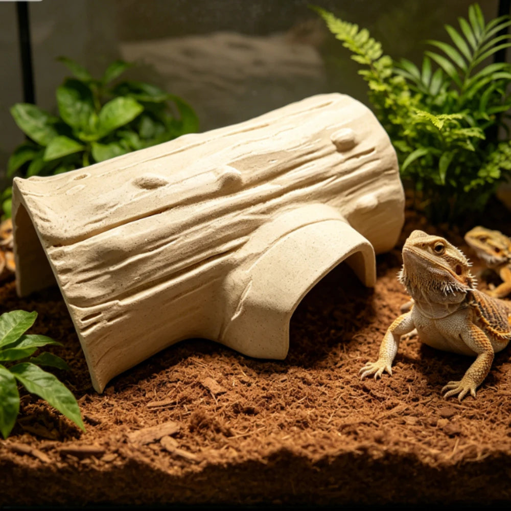 Reptile Hideout Cave 3D Printing Simulation Trees Stump Shelter Lizard Snake Tortoise Gecko Reptile and Amphibian Supplies Gifts Oasis Select