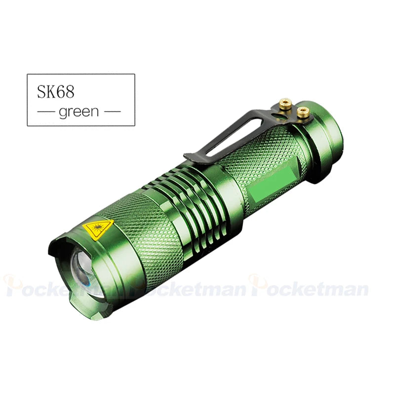 LED Flashlight Pocket Emergency Flashlight Zoomable Torch Aluminium Alloy 3 Lighting Modes Flashlight Waterproof Torch Oasis Select Light green torch