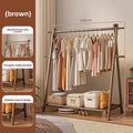 Solid wood coat rack household hanger floor-to-ceiling bedroom balcony drying clothes storage rack hanging bag rack Oasis Select Brown-100cm