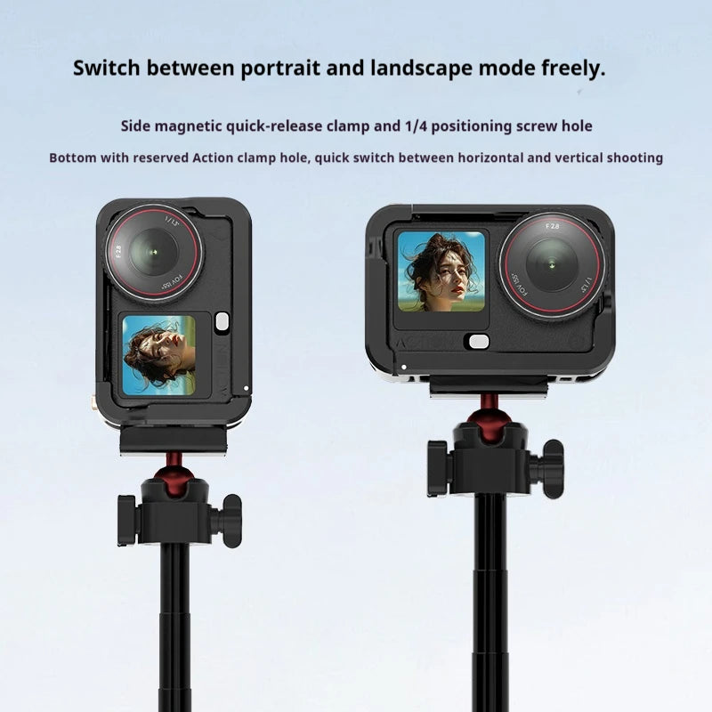 DJI Action 6 Aluminum Metal Cage | Cold Shoe Quick-Release