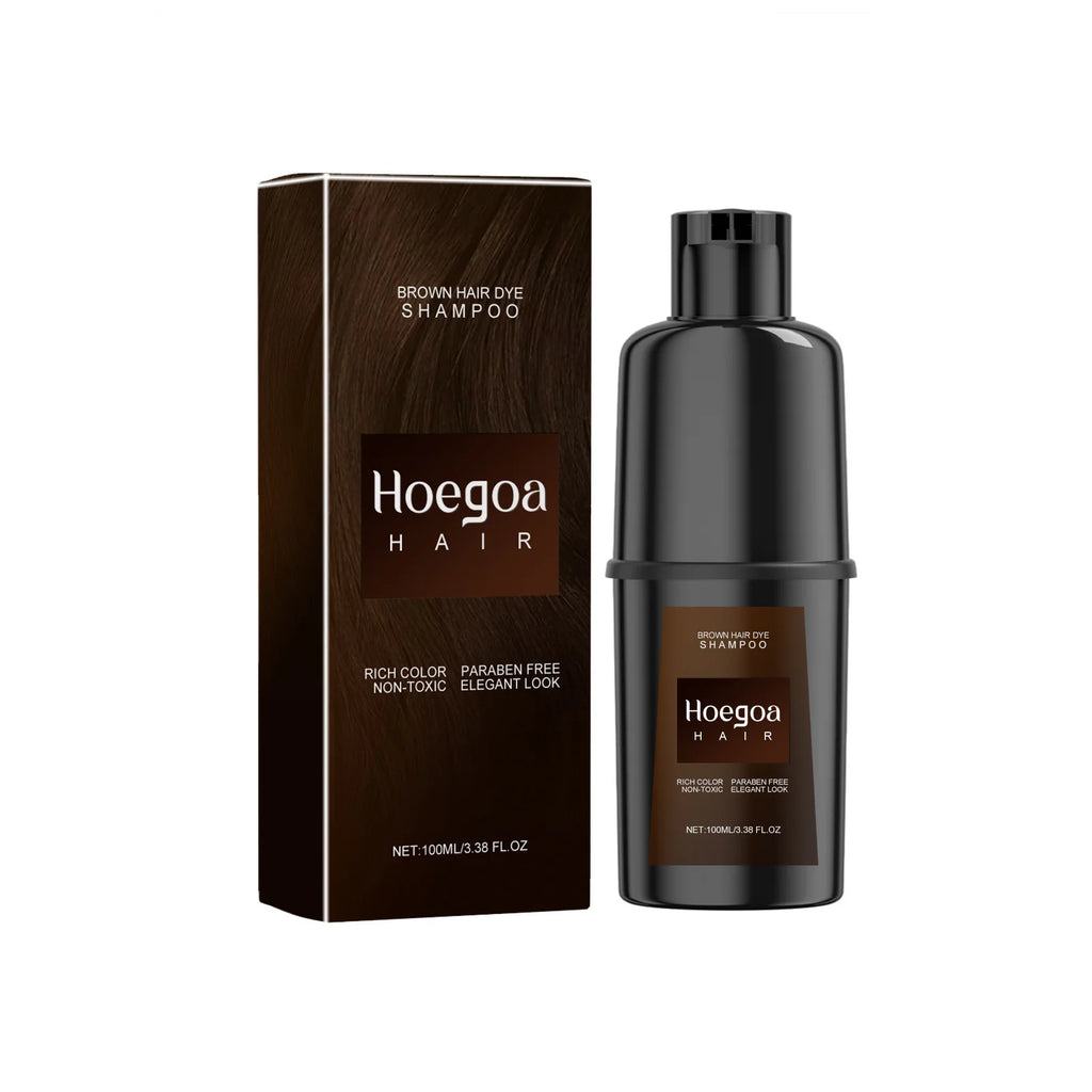 HOEGOA Herbal Hair Dye Shampoo – Black Brown Red Purple Hair Dye Shampoo Oasis Select Brown
