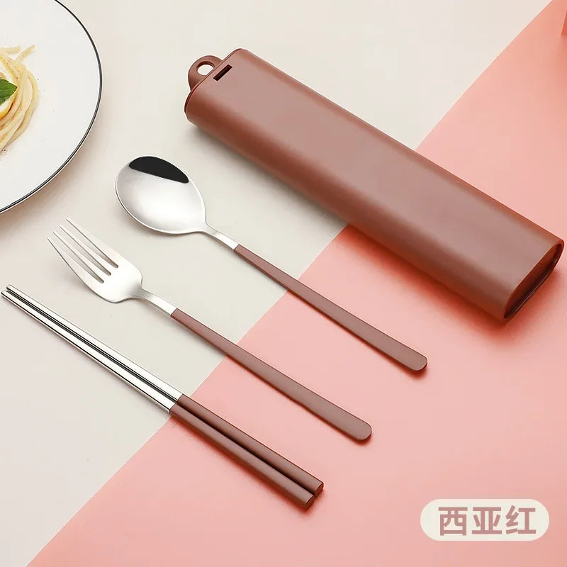 304 stainless steel portable tableware set chopsticks spoon outdoor Korean single tableware Oasis Select D