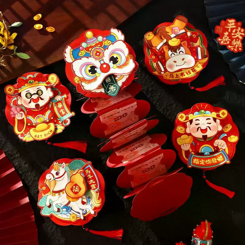 1Pcs Chinese Traditional Lucky Red Money Pouch 2026 Horse Year Cartoon Hongbag New Year Red Envelope New Year Gifts Oasis Select