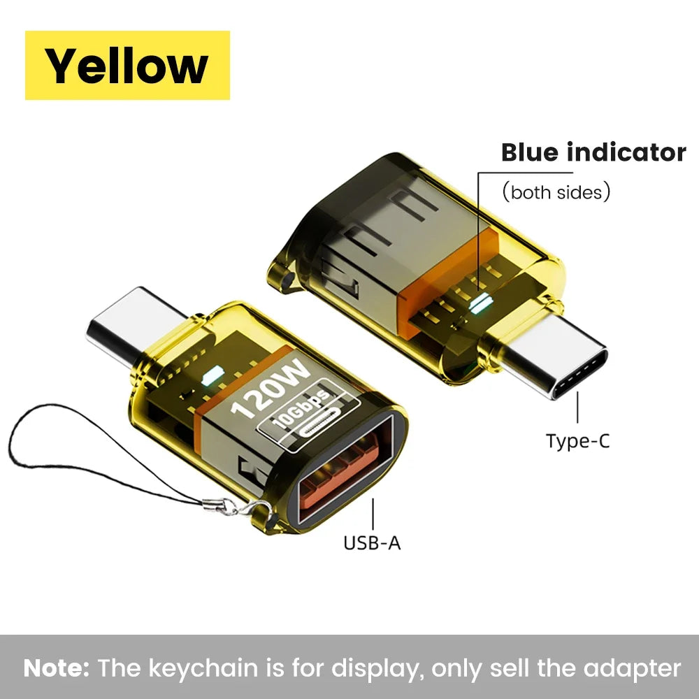 USB-A to Type-C Adapter – 120W Fast Charging & 10Gbps USB-C Adapter Oasis Select Yellow-Type C to USB