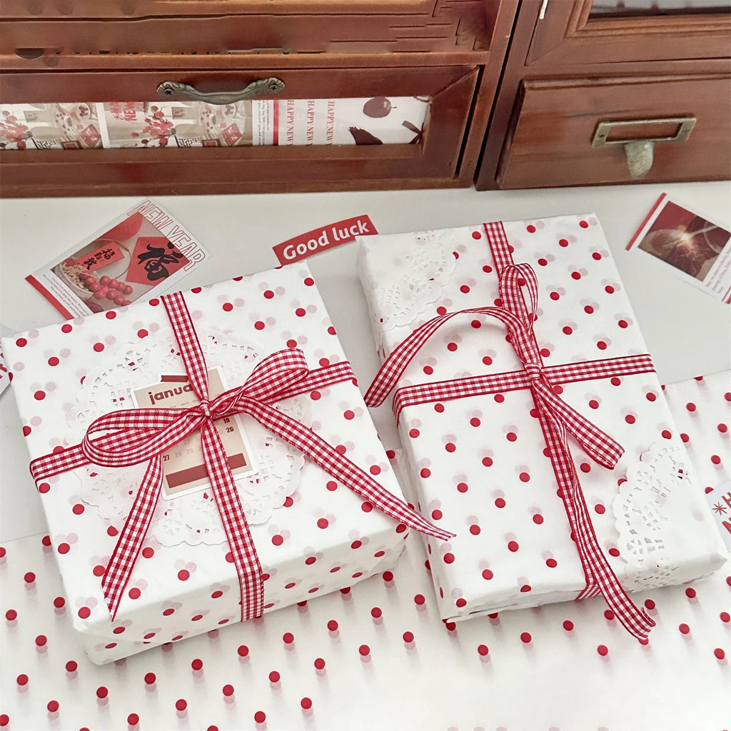 Polka Dot Pearl Flower & Gift Wrapping Paper Sheets – 10 Pack